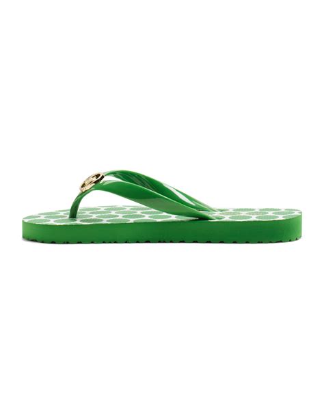 michael kors green flower flip flops|Michael Kors wedge flip flops.